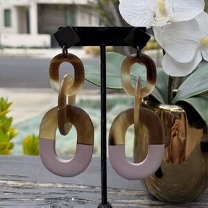 Lavender and brown buffalo horn lacquer Earrings